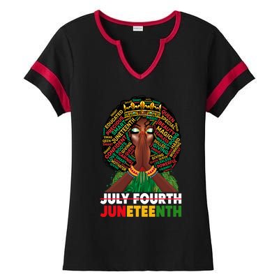 July 4th Junenth 1865 Celebrate Junenth Black Cute Gift Ladies Halftime Notch Neck Tee