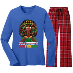 July 4th Junenth 1865 Celebrate Junenth Black Cute Gift Women's Long Sleeve Flannel Pajama Set 