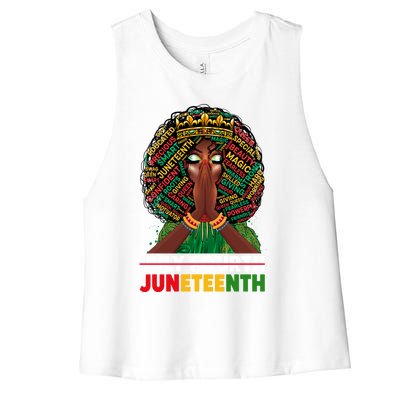 July 4th Junenth 1865 Celebrate Junenth Black Cute Gift Women's Racerback Cropped Tank