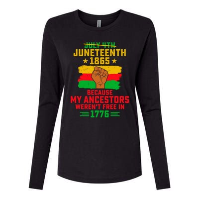 July 4th Juneteenth 1865 Because My Ancestors Freedom Day Gift Womens Cotton Relaxed Long Sleeve T-Shirt