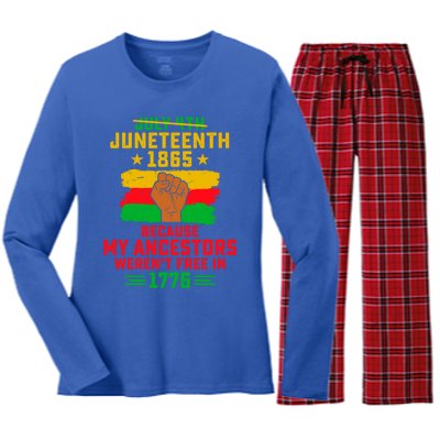 July 4th Juneteenth 1865 Because My Ancestors Freedom Day Gift Women's Long Sleeve Flannel Pajama Set 