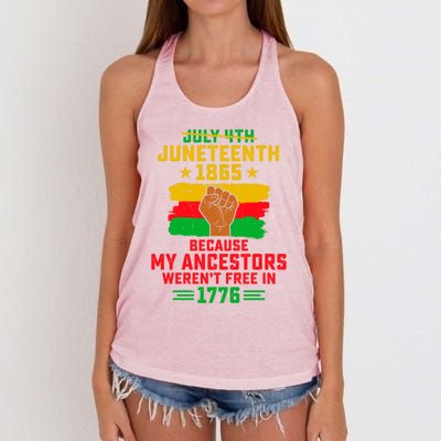 July 4th Juneteenth 1865 Because My Ancestors Freedom Day Gift Women's Knotted Racerback Tank