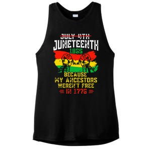 July 4th Juneteenth 1865 Because My Ancestors June Teenth Ladies PosiCharge Tri-Blend Wicking Tank