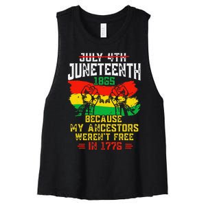 July 4th Juneteenth 1865 Because My Ancestors June Teenth Women's Racerback Cropped Tank