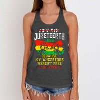 July 4th Juneteenth 1865 Because My Ancestors June Teenth Women's Knotted Racerback Tank