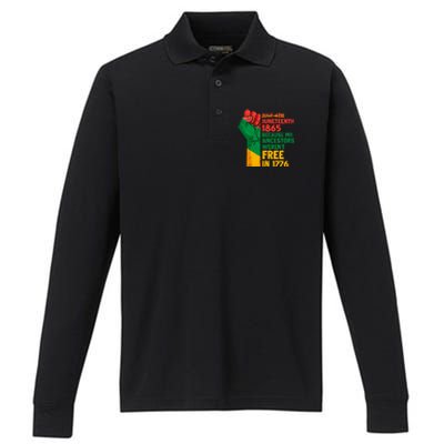 July 4th Juneteenth 1865 Funny Juneteenth Freedom Day Gift Performance Long Sleeve Polo