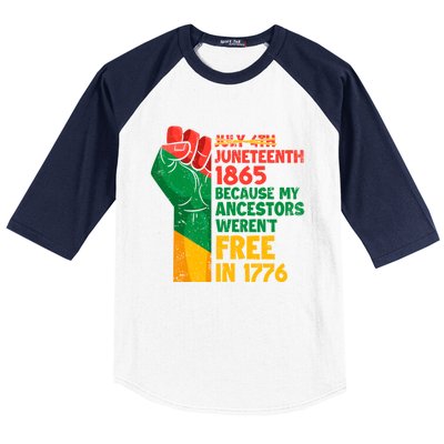 July 4th Juneteenth 1865 Funny Juneteenth Freedom Day Gift Baseball Sleeve Shirt