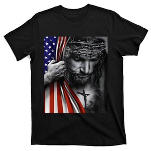 Jesus 4th of July American Flag Christian Faith Christ Lover T-Shirt