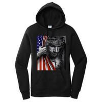 Jesus 4th of July American Flag Christian Faith Christ Lover Women's Pullover Hoodie