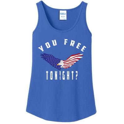 July 4th Party American Flag Bald Eagle You Free Tonight? Meaningful Gift Ladies Essential Tank