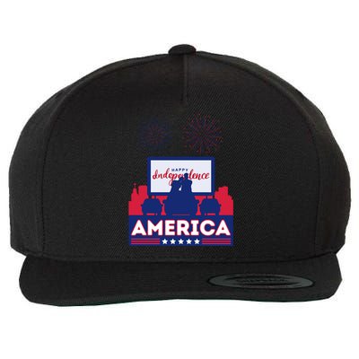 July 4 Retro 80s Vibes Couple United States America Usa Cool Gift Wool Snapback Cap