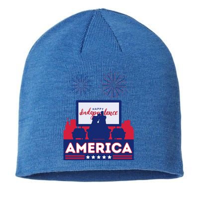 July 4 Retro 80s Vibes Couple United States America Usa Cool Gift Sustainable Beanie