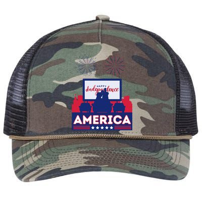 July 4 Retro 80s Vibes Couple United States America Usa Cool Gift Retro Rope Trucker Hat Cap