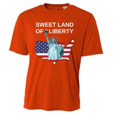 July 4th Sweet Land Of Liberty Usa Flag Patriotic Gift Cooling Performance Crew T-Shirt