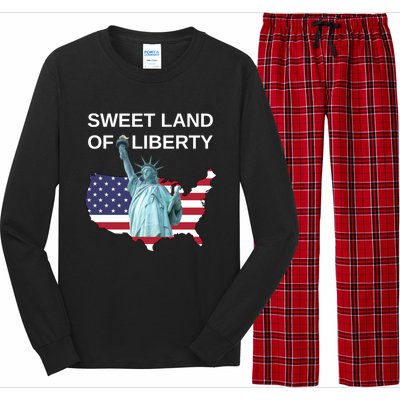 July 4th Sweet Land Of Liberty Usa Flag Patriotic Gift Long Sleeve Pajama Set