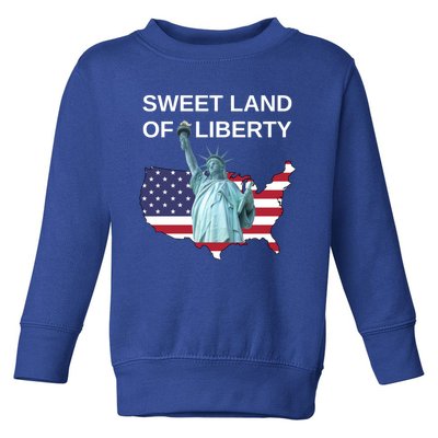 July 4th Sweet Land Of Liberty Usa Flag Patriotic Gift Toddler Sweatshirt