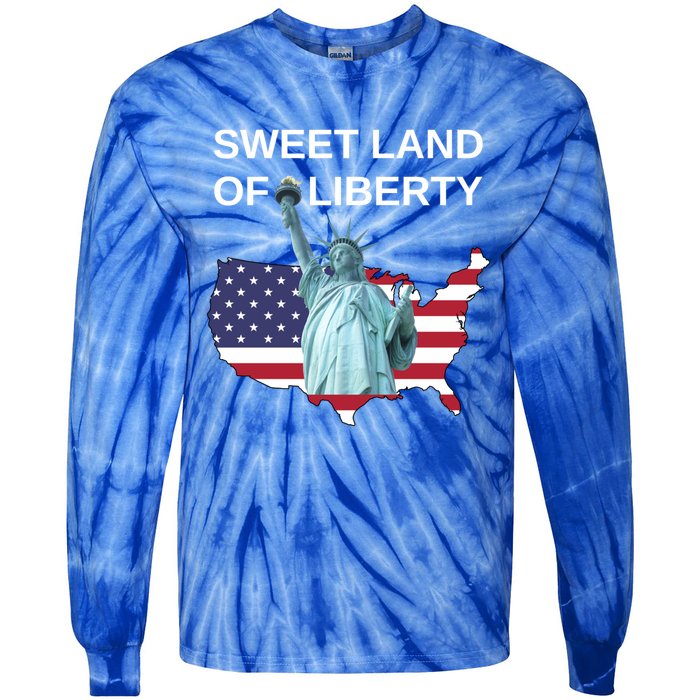 July 4th Sweet Land Of Liberty Usa Flag Patriotic Gift Tie-Dye Long Sleeve Shirt