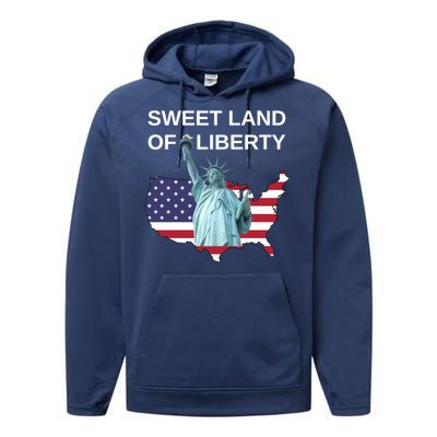 July 4th Sweet Land Of Liberty Usa Flag Patriotic Gift Performance Fleece Hoodie