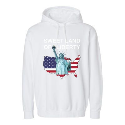 July 4th Sweet Land Of Liberty Usa Flag Patriotic Gift Garment-Dyed Fleece Hoodie