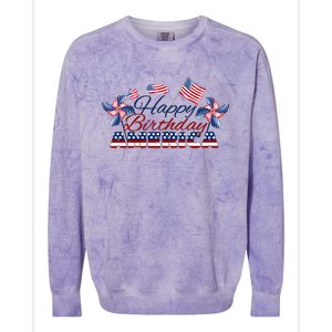 July 4 Tee Red White And Blue Tee Happy Birthday America Gift Colorblast Crewneck Sweatshirt