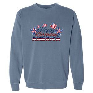 July 4 Tee Red White And Blue Tee Happy Birthday America Gift Garment-Dyed Sweatshirt