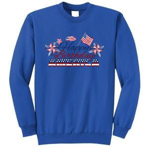 July 4 Tee Red White And Blue Tee Happy Birthday America Gift Tall Sweatshirt