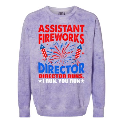 July 4th Usa Independence Day Assistant Fireworks Director Gift Colorblast Crewneck Sweatshirt