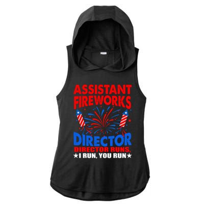 July 4th Usa Independence Day Assistant Fireworks Director Gift Ladies PosiCharge Tri-Blend Wicking Draft Hoodie Tank