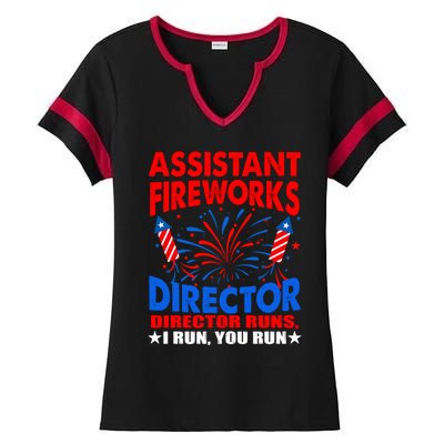 July 4th Usa Independence Day Assistant Fireworks Director Gift Ladies Halftime Notch Neck Tee