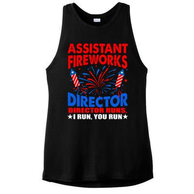 July 4th Usa Independence Day Assistant Fireworks Director Gift Ladies PosiCharge Tri-Blend Wicking Tank