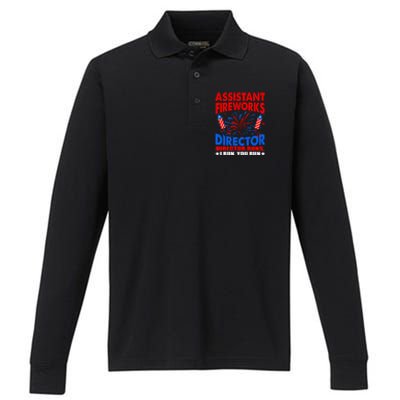 July 4th Usa Independence Day Assistant Fireworks Director Gift Performance Long Sleeve Polo