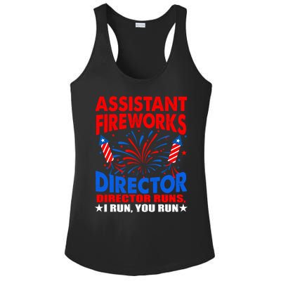 July 4th Usa Independence Day Assistant Fireworks Director Gift Ladies PosiCharge Competitor Racerback Tank