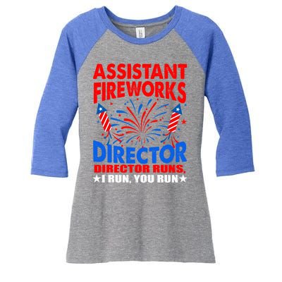 July 4th Usa Independence Day Assistant Fireworks Director Gift Women's Tri-Blend 3/4-Sleeve Raglan Shirt