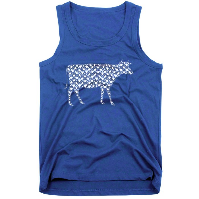 July 4th Usa American Flag Stars Patriotic Animal Cow Gift Tank Top