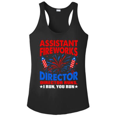 July 4th Usa Independence Day Assistant Fireworks Director Gift Ladies PosiCharge Competitor Racerback Tank