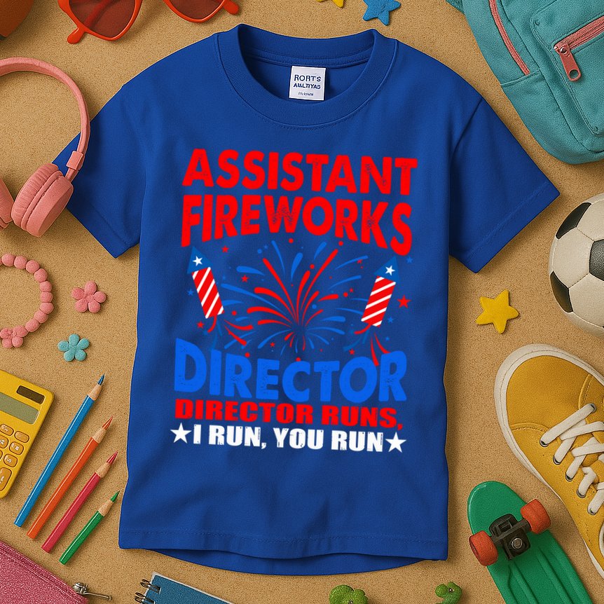 July 4th Usa Independence Day Assistant Fireworks Director Gift Kids T-Shirt