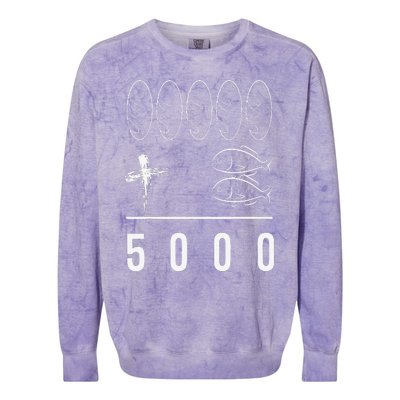 Jesus 5 Breads 2 Fishes 5000 Chosen Against Colorblast Crewneck Sweatshirt