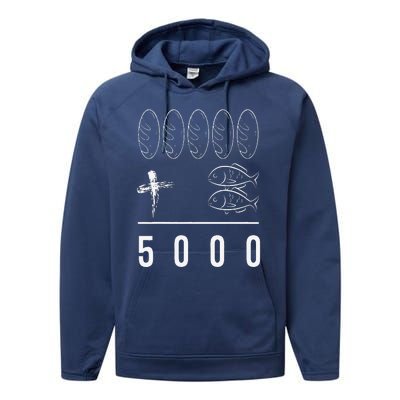 Jesus 5 Breads 2 Fishes 5000 Chosen Against Performance Fleece Hoodie