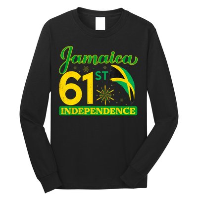 Jamaica 61st Independence Day Celebration Jamaican Flag Long Sleeve Shirt