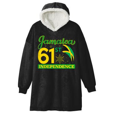 Jamaica 61st Independence Day Celebration Jamaican Flag Hooded Wearable Blanket