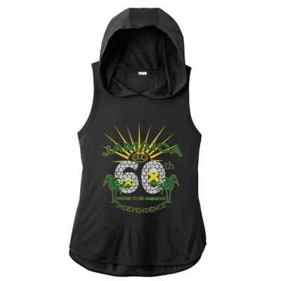 Jamaica 60th Independence Proud To Be Jamaican Ladies PosiCharge Tri-Blend Wicking Draft Hoodie Tank