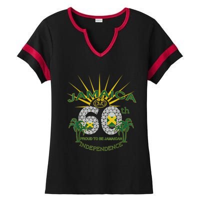 Jamaica 60th Independence Proud To Be Jamaican Ladies Halftime Notch Neck Tee