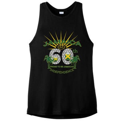 Jamaica 60th Independence Proud To Be Jamaican Ladies PosiCharge Tri-Blend Wicking Tank