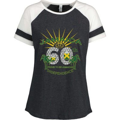 Jamaica 60th Independence Proud To Be Jamaican Enza Ladies Jersey Colorblock Tee