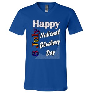 July 8th National Blueberry Day T Fun Idea Gift V-Neck T-Shirt