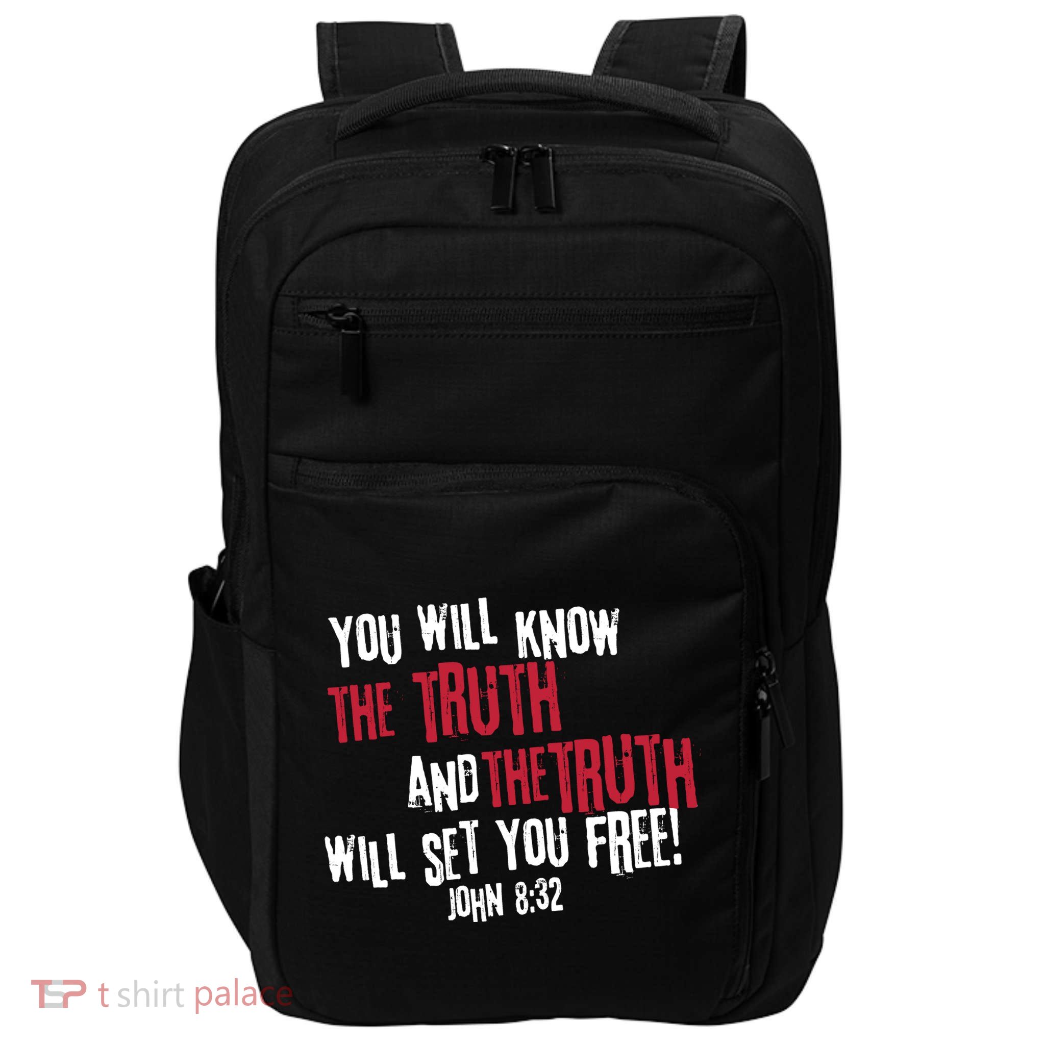 John 8:32 The Truth Will Set You Free Impact Tech Backpack