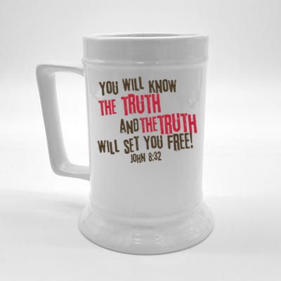 John 8:32 The Truth Will Set You Free Beer Stein