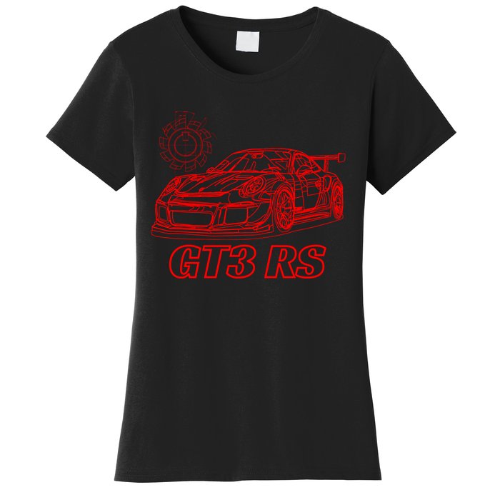 Jdm 90s Japan Motorsport Car Schematic Gt3 Rs Tech Jdm Lover Gift Women's T-Shirt