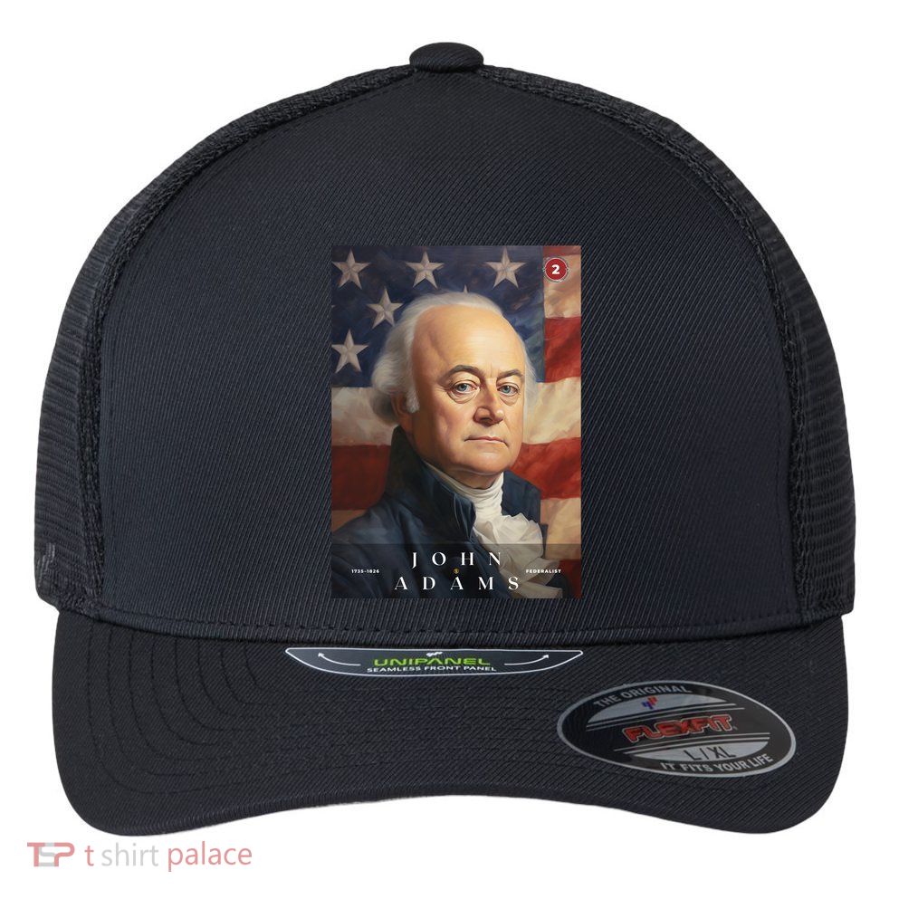 John Adams 2nd President Of The United States Portrait Flexfit Unipanel Trucker Cap