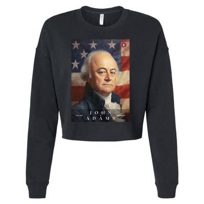 John Adams 2nd President Of The United States Portrait Cropped Pullover Crew